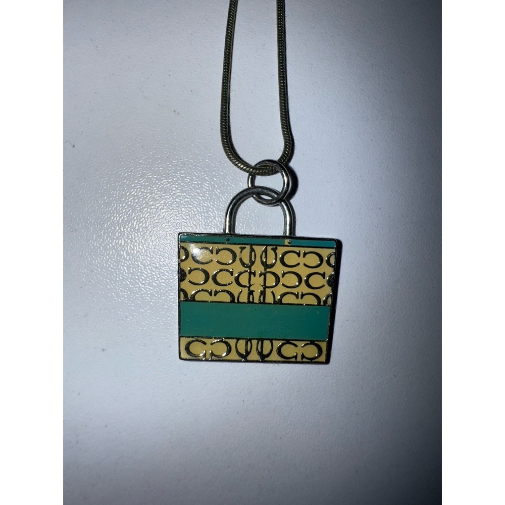 VTG Coach Sterling Silver Snake Chain Shopping Bag‎ Pendant Necklace 18" 925 Y2K - Picture 3 of 7